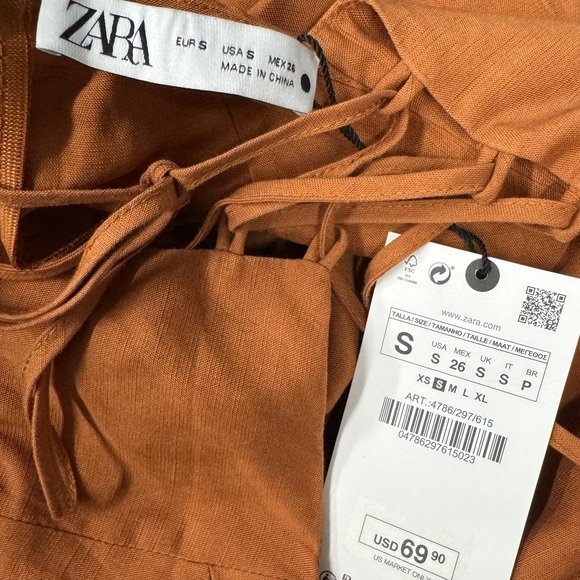 Zara Linen Blend Midi Dress NWT - Picture 8 of 8